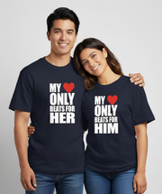 My Heart Only Beats for Her & Him Couple Unisex Regular T-Shirt
