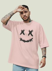 Distressed Smiley Face Graphic Oversized Streetwear T-Shirt