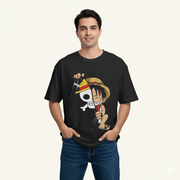 One Piece Luffy Peek Design Unisex Oversized T-Shirt