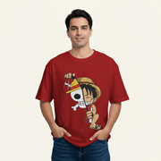 One Piece Luffy Peek Design Unisex Oversized T-Shirt