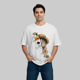 One Piece Luffy Peek Design Unisex Oversized T-Shirt
