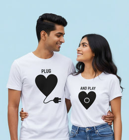 Plug & Play Matching Heart Couple T-Shirt
